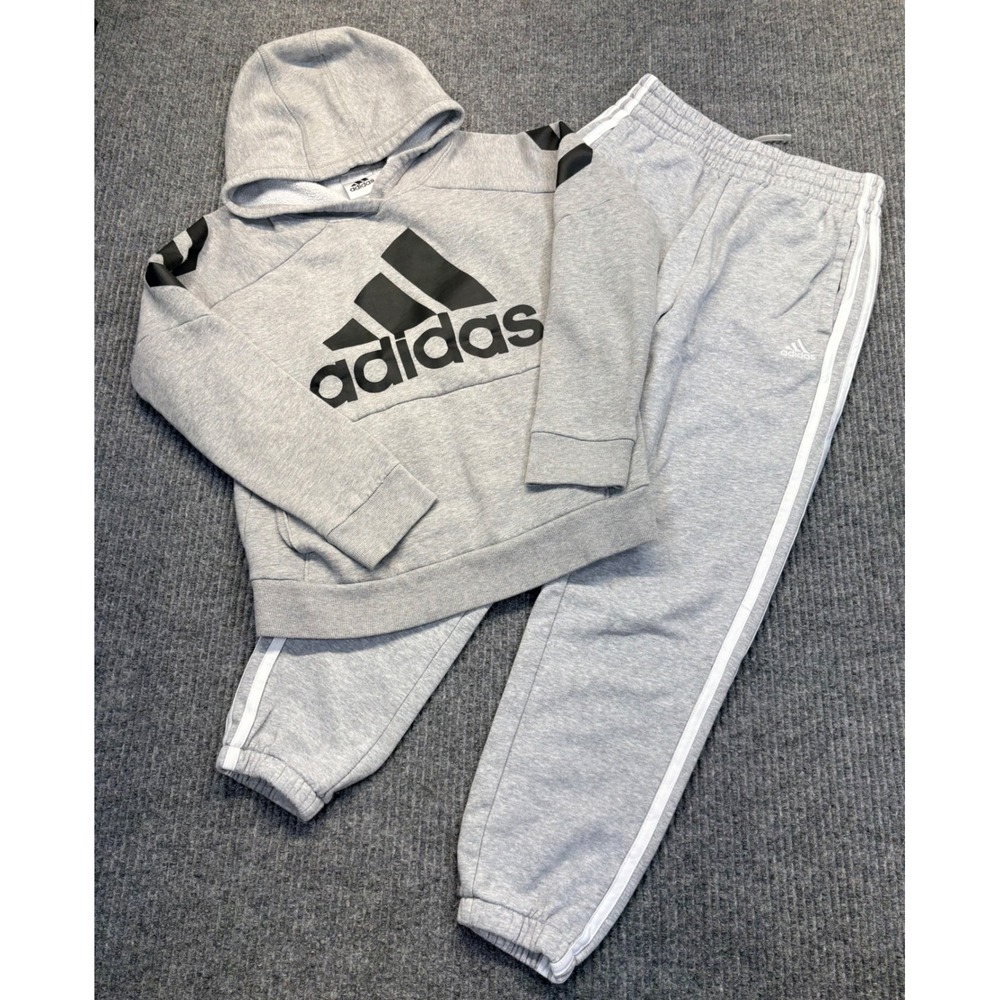 Adidas Kids Gray Hoodie and Joggers Tracksuit Set Size Medium 10/12